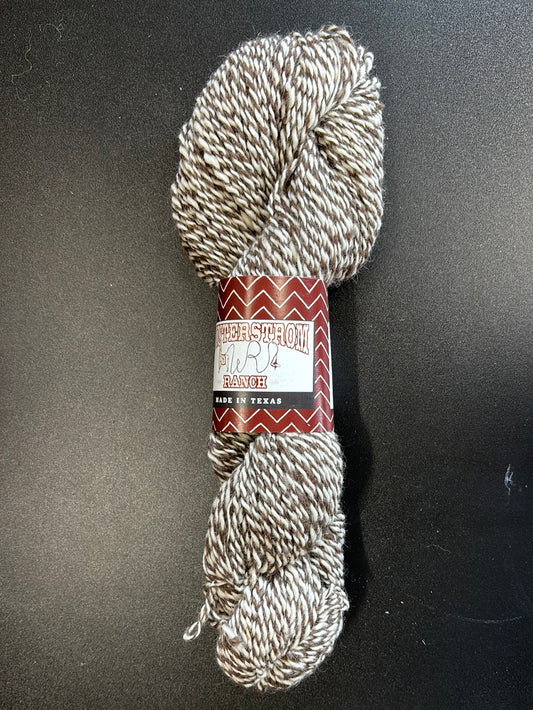 Brown and white Barbour pole yarn